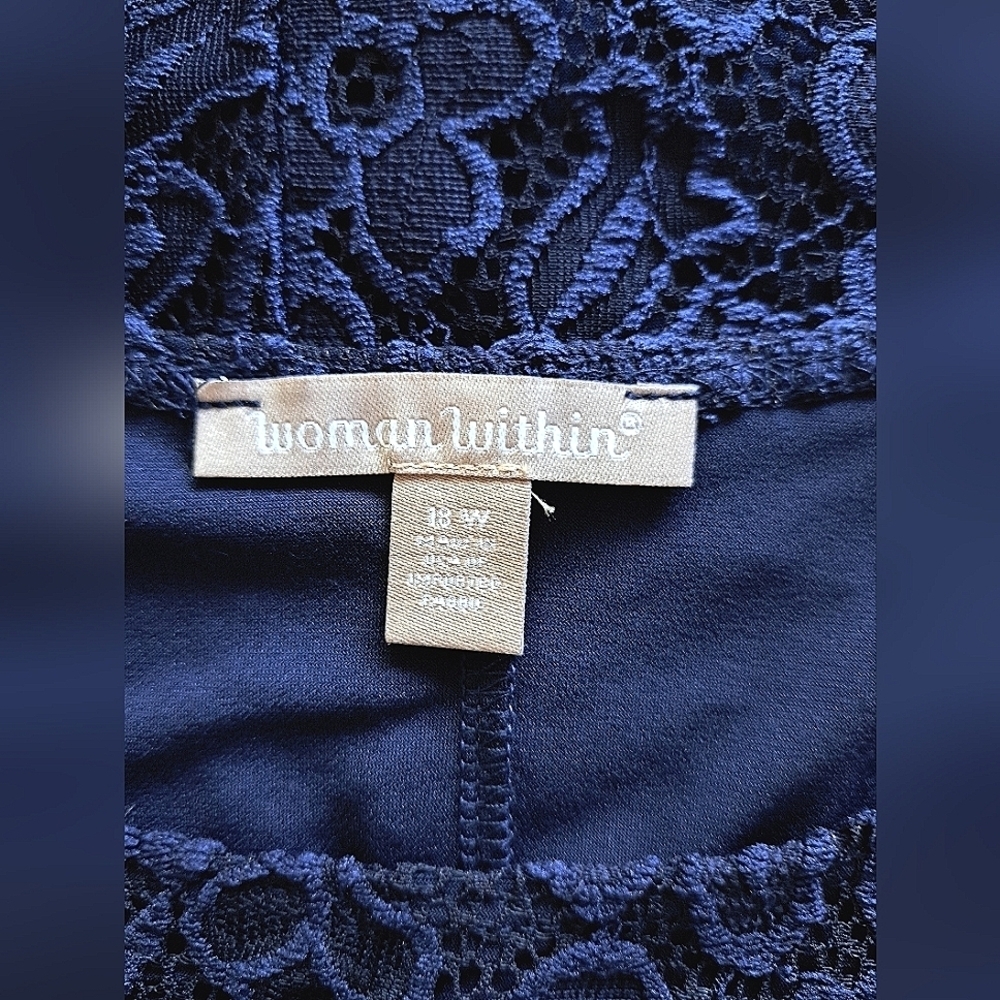 Woman Within Elegant Navy Lace Sleeveless Top SIZE 18W NWOT - Picture 4 of 8